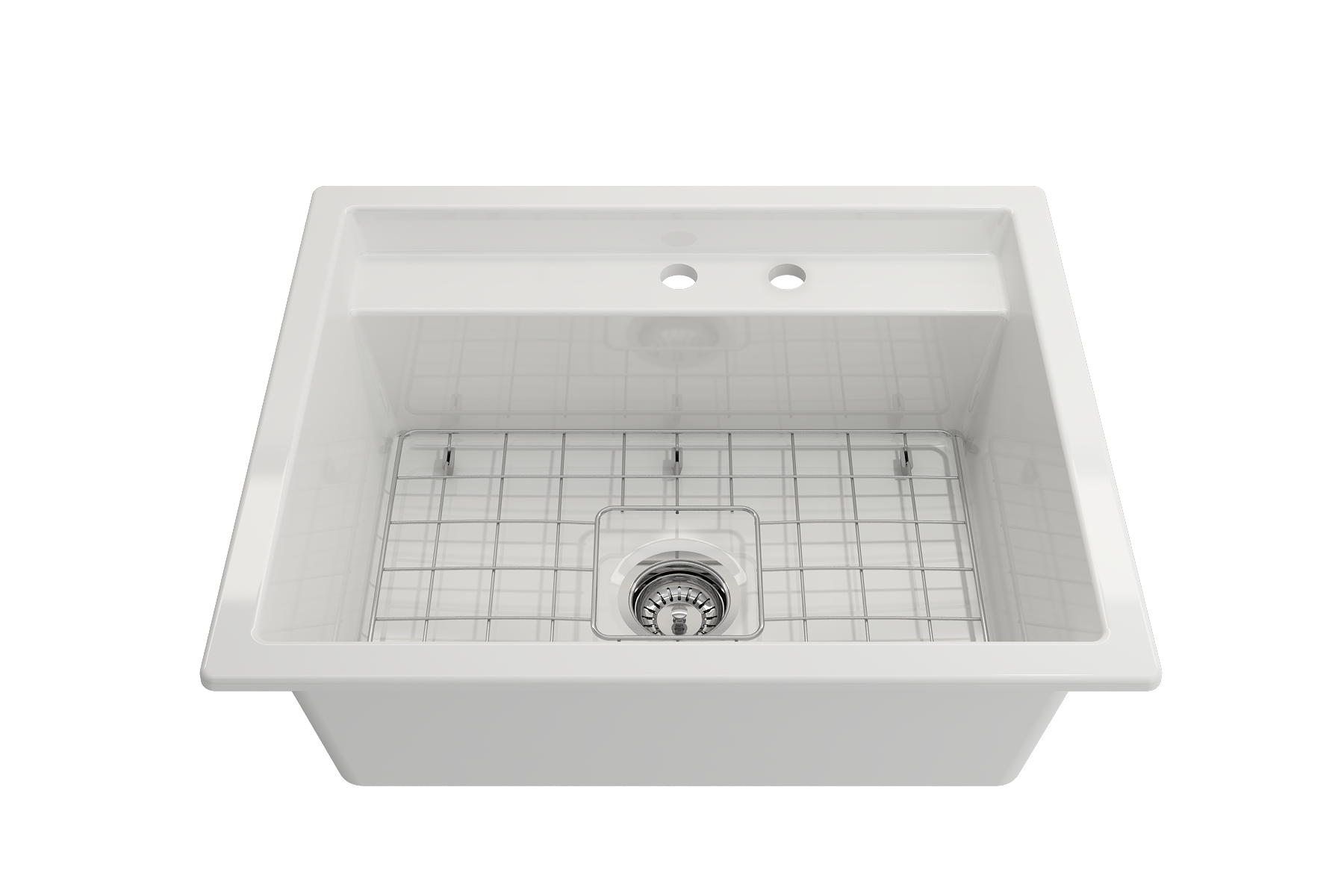 BOCCHI Baveno Uno 27" Dual Mount Fireclay Workstation Kitchen Sink Kit with Accessories, White, 1633-001-0132