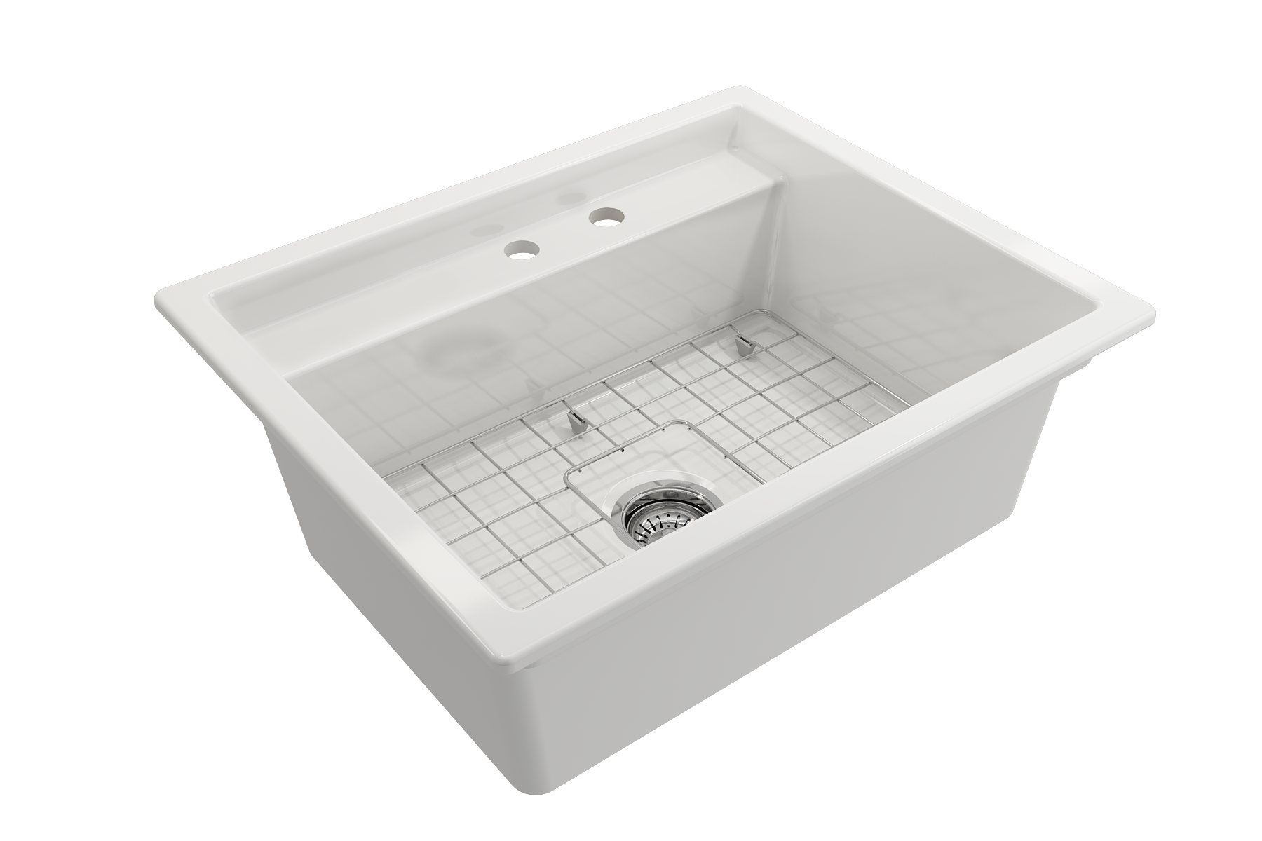 BOCCHI Baveno Uno 27" Dual Mount Fireclay Workstation Kitchen Sink Kit with Accessories, White, 1633-001-0132