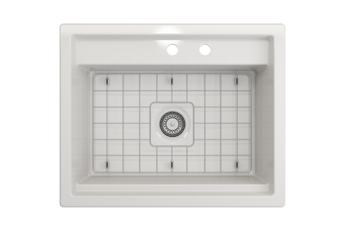 BOCCHI Baveno Uno 27" Dual Mount Fireclay Workstation Kitchen Sink Kit with Accessories, White, 1633-001-0132