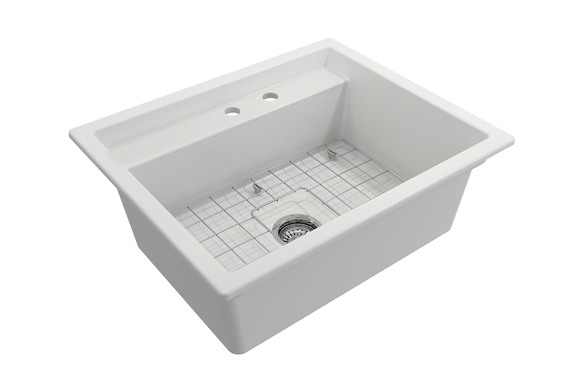 BOCCHI Baveno Uno 27" Dual Mount Fireclay Workstation Kitchen Sink Kit with Accessories, Matte White, 1633-002-0132