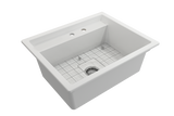 BOCCHI Baveno Uno 27" Dual Mount Fireclay Workstation Kitchen Sink Kit with Accessories, Matte White, 1633-002-0132