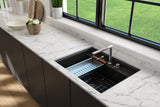 BOCCHI Baveno Uno 27" Dual Mount Fireclay Workstation Kitchen Sink Kit with Accessories, Matte Black, 1633-004-0127