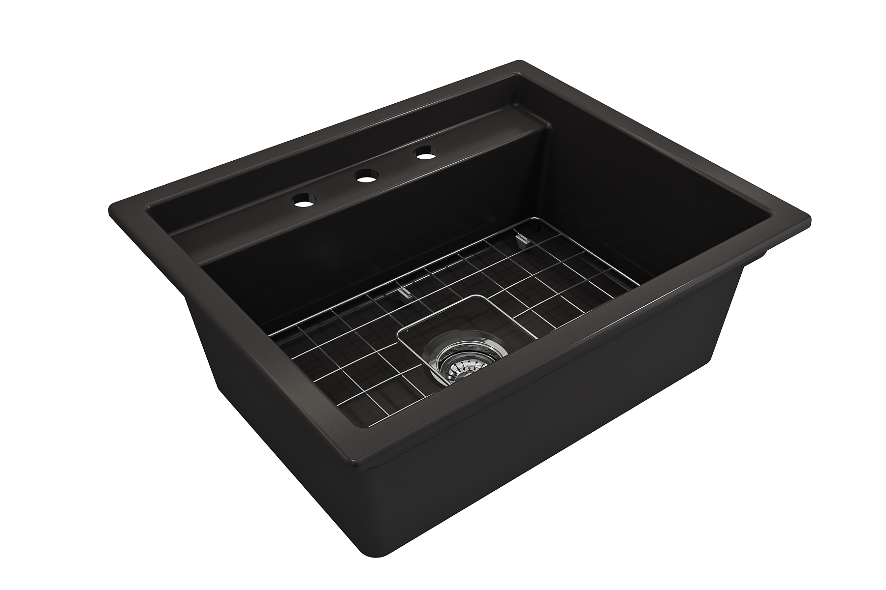 BOCCHI Baveno Uno 27" Dual Mount Fireclay Workstation Kitchen Sink Kit with Accessories, Matte Black, 1633-004-0127