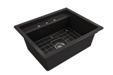 BOCCHI Baveno Uno 27" Dual Mount Fireclay Workstation Kitchen Sink Kit with Accessories, Matte Black, 1633-004-0127