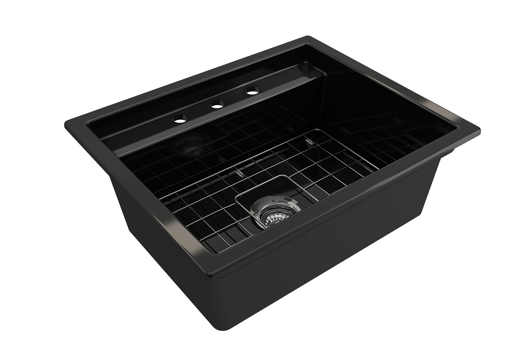 BOCCHI Baveno Uno 27" Dual Mount Fireclay Workstation Kitchen Sink Kit with Accessories, Black, 1633-005-0127