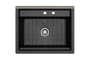 Alternate Image for BOCCHI Baveno Uno 27" Dual Mount Fireclay Workstation Kitchen Sink Kit with Accessories, Black, 1633-005-0132