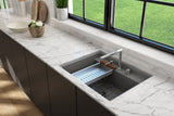 BOCCHI Baveno Uno 27" Dual Mount Fireclay Workstation Kitchen Sink Kit with Accessories, Matte Gray, 1633-006-0127