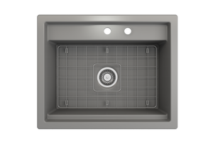 Alternate Image for BOCCHI Baveno Uno 27" Dual Mount Fireclay Workstation Kitchen Sink Kit with Accessories, Matte Gray, 1633-006-0132