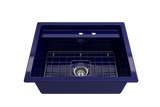 BOCCHI Baveno Uno 27" Dual Mount Fireclay Workstation Kitchen Sink Kit with Accessories, Sapphire Blue, 1633-010-0132