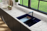 BOCCHI Baveno Uno 27" Dual Mount Fireclay Workstation Kitchen Sink Kit with Accessories, Sapphire Blue, 1633-010-0132