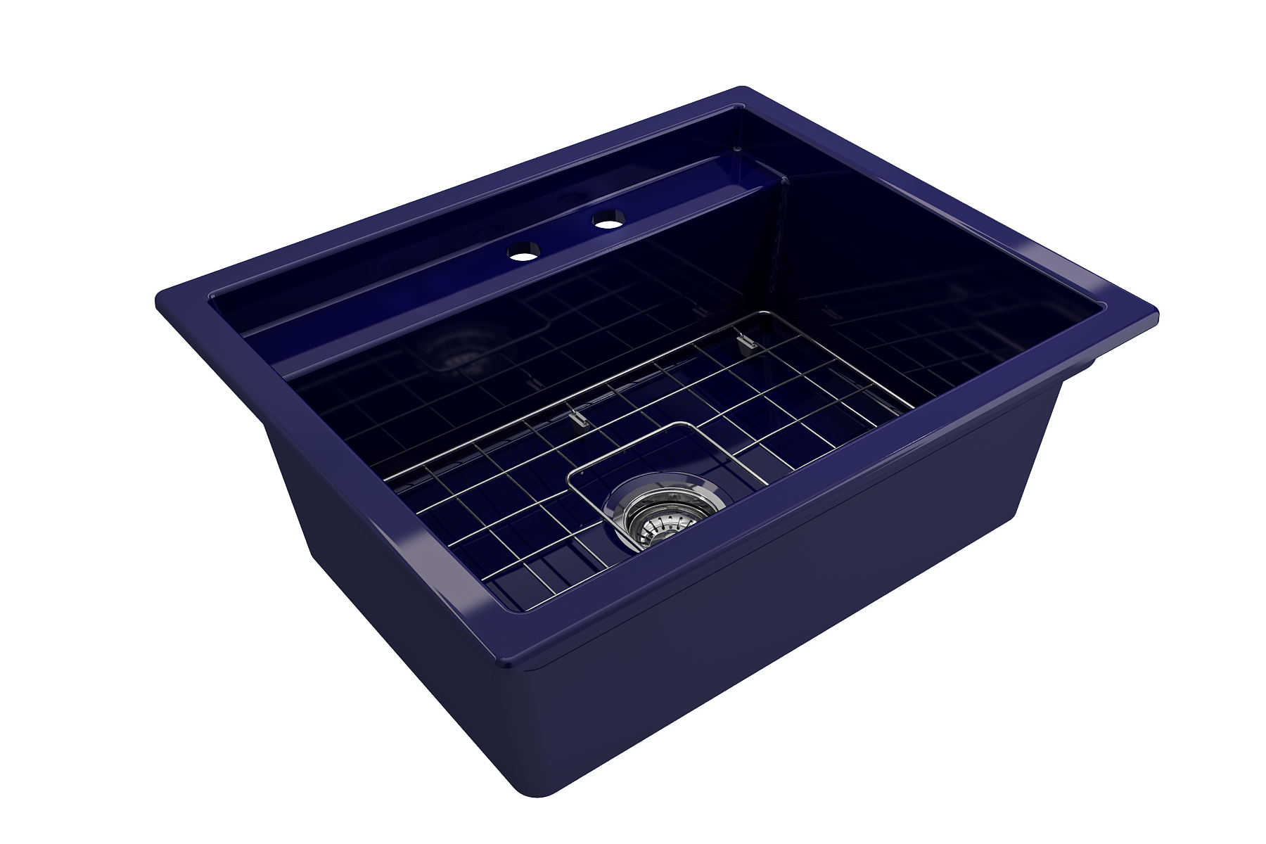 BOCCHI Baveno Uno 27" Dual Mount Fireclay Workstation Kitchen Sink Kit with Accessories, Sapphire Blue, 1633-010-0132