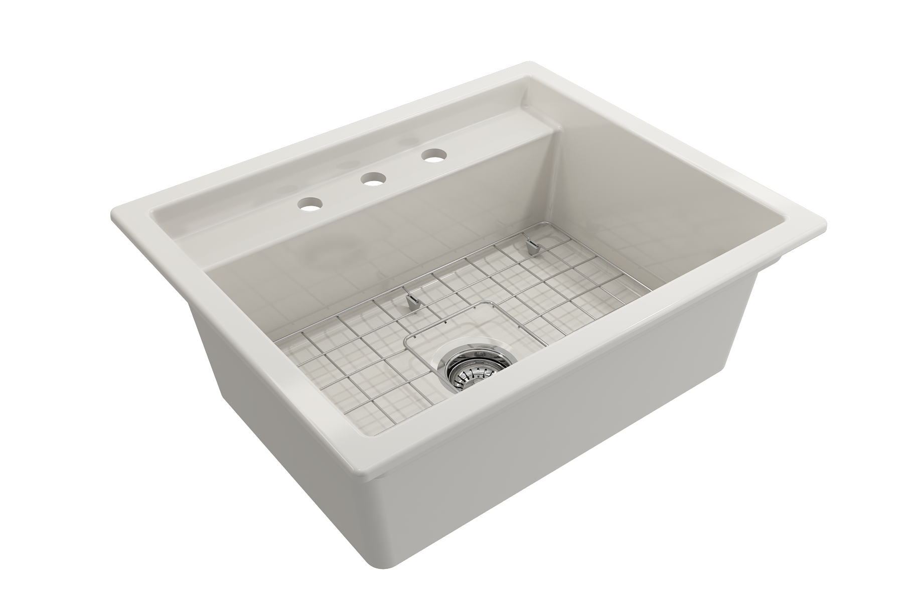 BOCCHI Baveno Uno 27" Dual Mount Fireclay Workstation Kitchen Sink Kit with Accessories, Biscuit, 1633-014-0127
