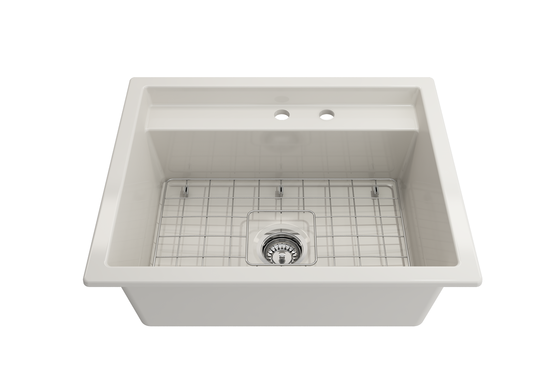 BOCCHI Baveno Uno 27" Dual Mount Fireclay Workstation Kitchen Sink Kit with Accessories, Biscuit, 1633-014-0132