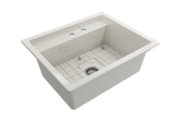 BOCCHI Baveno Uno 27" Dual Mount Fireclay Workstation Kitchen Sink Kit with Accessories, Biscuit, 1633-014-0132