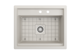 BOCCHI Baveno Uno 27" Dual Mount Fireclay Workstation Kitchen Sink Kit with Accessories, Biscuit, 1633-014-0132