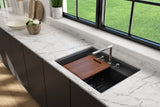 BOCCHI Baveno Uno 27" Dual Mount Fireclay Workstation Kitchen Sink Kit with Accessories, Matte Dark Gray, 1633-020-0127