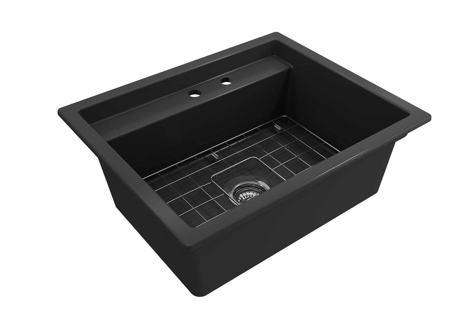 BOCCHI Baveno Uno 27" Dual Mount Fireclay Workstation Kitchen Sink Kit with Accessories, Matte Dark Gray, 1633-020-0132