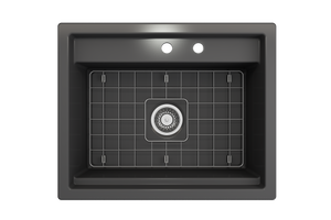 Alternate Image for BOCCHI Baveno Uno 27" Dual Mount Fireclay Workstation Kitchen Sink Kit with Accessories, Matte Dark Gray, 1633-020-0132