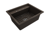 BOCCHI Baveno Uno 27" Dual Mount Fireclay Workstation Kitchen Sink Kit with Accessories, Matte Brown, 1633-025-0127
