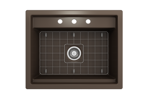 Alternate Image for BOCCHI Baveno Uno 27" Dual Mount Fireclay Workstation Kitchen Sink Kit with Accessories, Matte Brown, 1633-025-0127