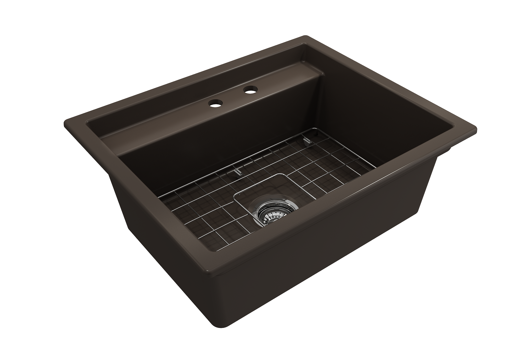 BOCCHI Baveno Uno 27" Dual Mount Fireclay Workstation Kitchen Sink Kit with Accessories, Matte Brown, 1633-025-0132