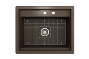 Alternate Image for BOCCHI Baveno Uno 27" Dual Mount Fireclay Workstation Kitchen Sink Kit with Accessories, Matte Brown, 1633-025-0132