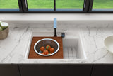 BOCCHI Baveno Uno 27" Dual Mount Fireclay Workstation Kitchen Sink Kit with Accessories, Matte White, 1633-002-0127