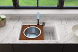 BOCCHI Baveno Uno 27" Dual Mount Fireclay Workstation Kitchen Sink Kit with Accessories, Biscuit, 1633-014-0127