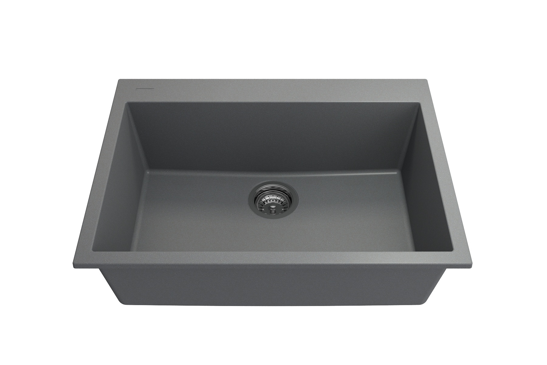 BOCCHI Campino Uno 27" Dual Mount Granite Kitchen Sink Kit, Concrete Gray, 1634-506-0126