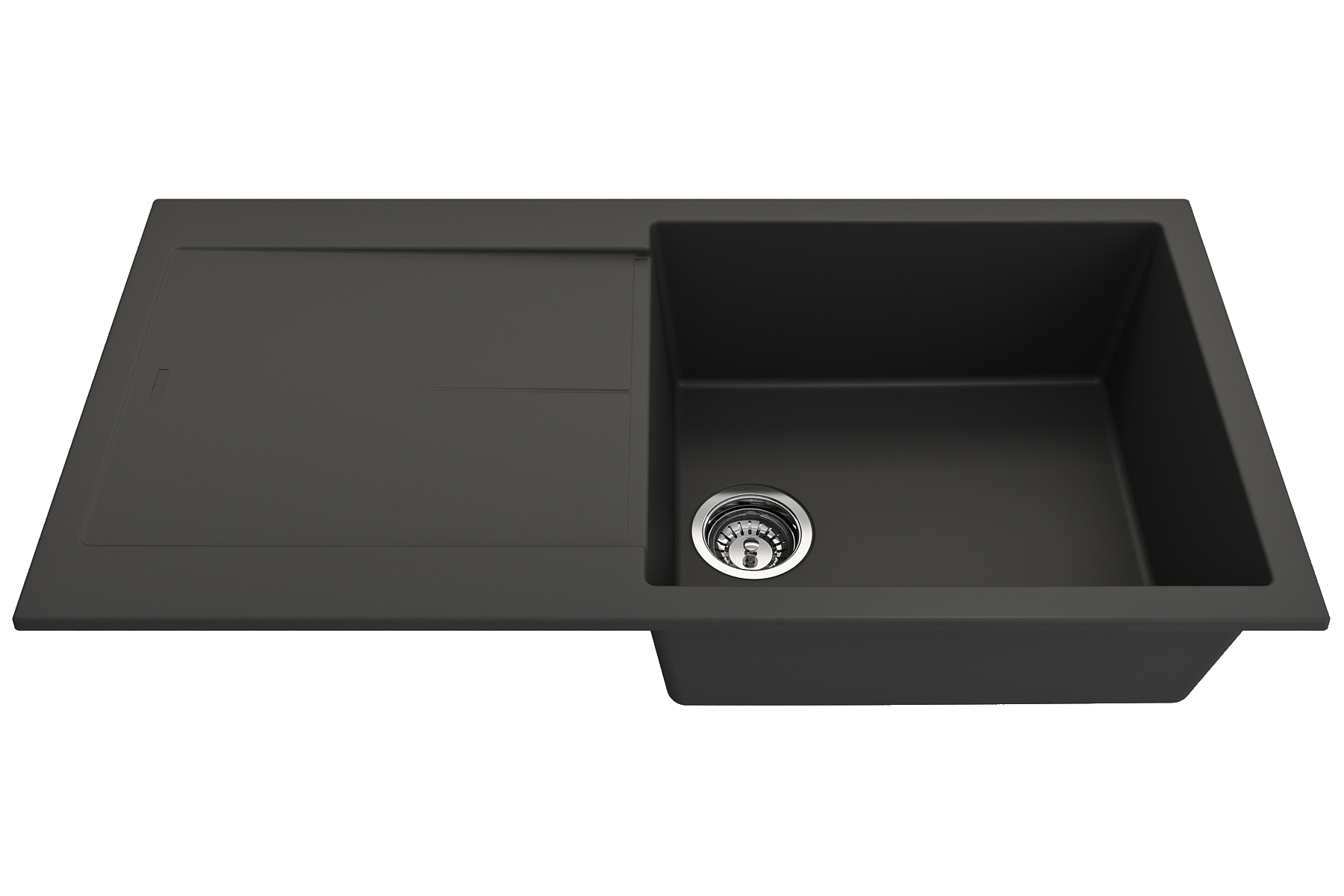 BOCCHI Levanzo 39" Dual Mount Granite Kitchen Sink Kit, Matte Black, Includes Drainboard, 1635-504-0120