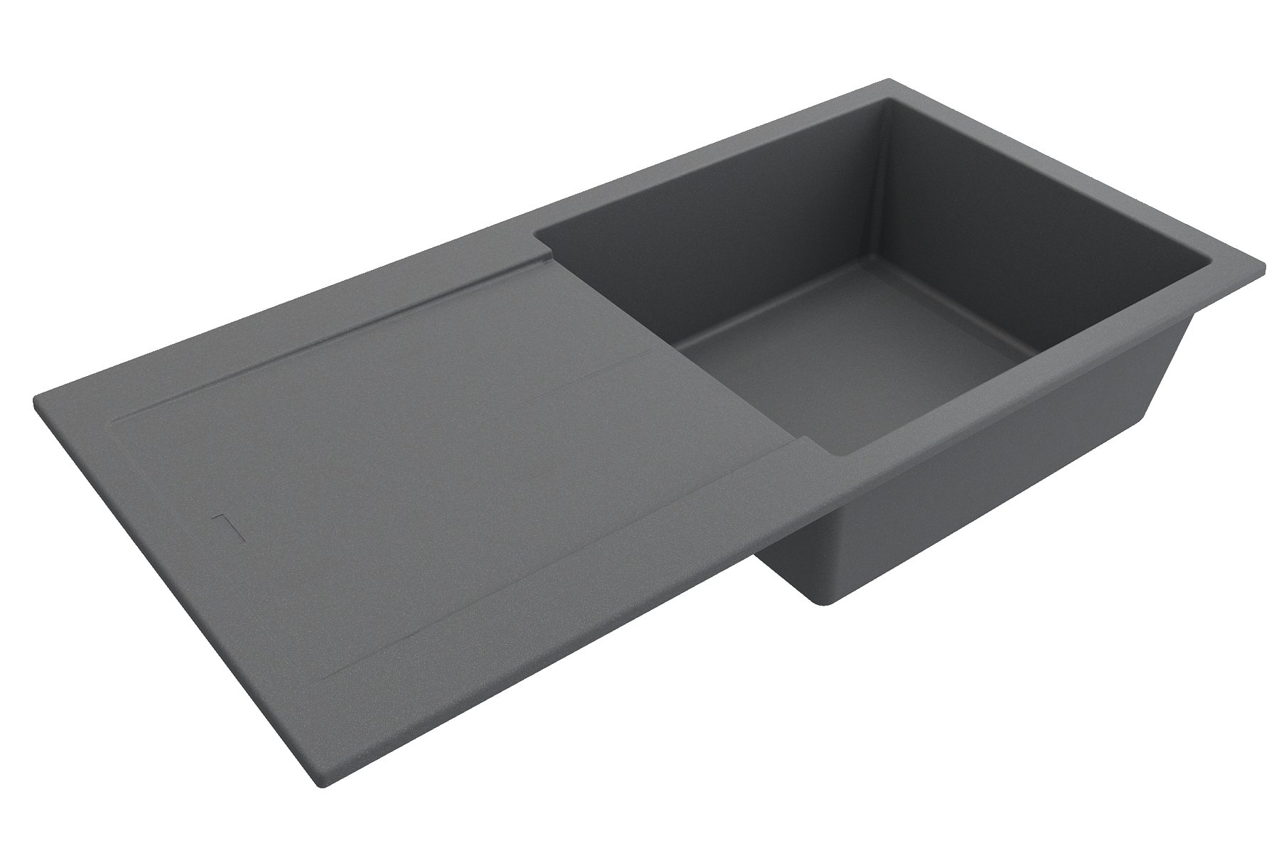 BOCCHI Levanzo 39" Dual Mount Granite Kitchen Sink Kit, Concrete Gray, Includes Drainboard, 1635-506-0120