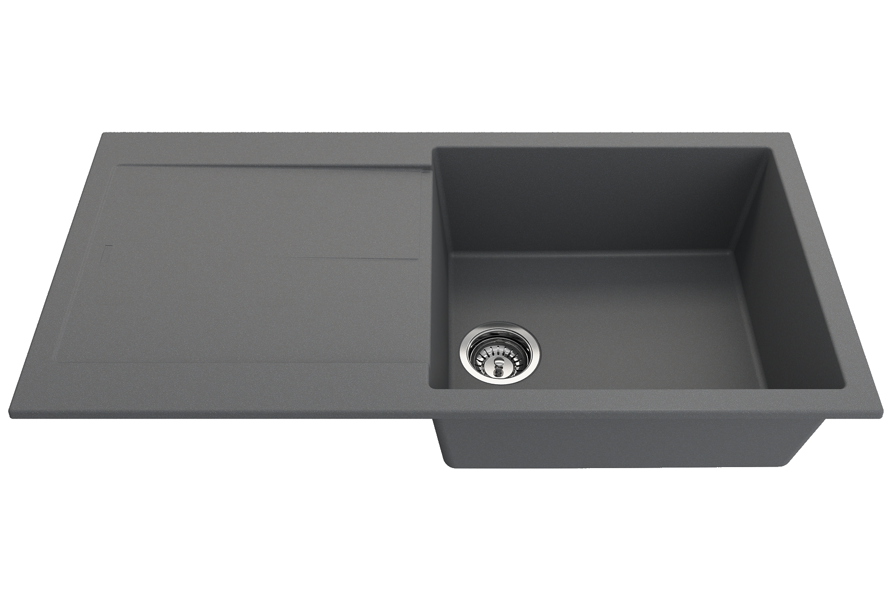 BOCCHI Levanzo 39" Dual Mount Granite Kitchen Sink Kit, Concrete Gray, Includes Drainboard, 1635-506-0120