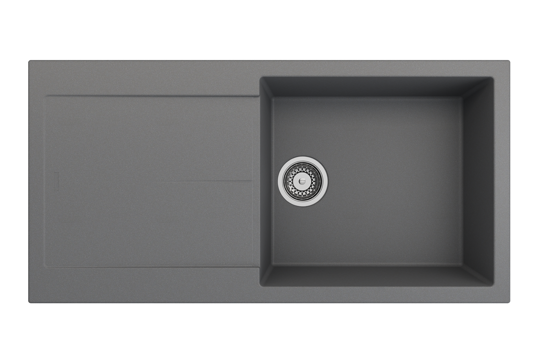 BOCCHI Levanzo 39" Dual Mount Granite Kitchen Sink Kit, Concrete Gray, Includes Drainboard, 1635-506-0120