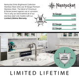 Nantucket Sinks Brightwork Home 15" Round Stainless Steel Bar/Kitchen Sink, 18 Gauge, RS15-SS