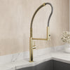 BOCCHI Baveno Pro 1.75 GPM 90 Degree Forward Brass Kitchen Faucet, Professional, Goose Neck, Brushed Gold, 2027 0001 BG