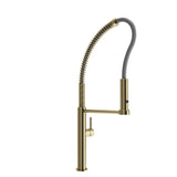 BOCCHI Baveno Pro 1.75 GPM 90 Degree Forward Brass Kitchen Faucet, Professional, Goose Neck, Brushed Gold, 2027 0001 BG