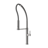 BOCCHI Baveno Pro 1.75 GPM 90 Degree Forward Brass Kitchen Faucet, Professional, Goose Neck, Stainless Steel, 2027 0001 SS