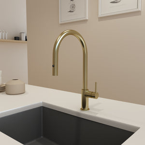 Alternate Image for BOCCHI Baveno Duo 1.75 GPM 90 Degree Forward Brass Kitchen Faucet, Brushed Gold, 2028 0001 BG