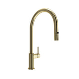 BOCCHI Baveno Duo 1.75 GPM 90 Degree Forward Brass Kitchen Faucet, Brushed Gold, 2028 0001 BG