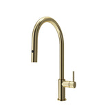 BOCCHI Baveno Duo 1.75 GPM 90 Degree Forward Brass Kitchen Faucet, Brushed Gold, 2028 0001 BG