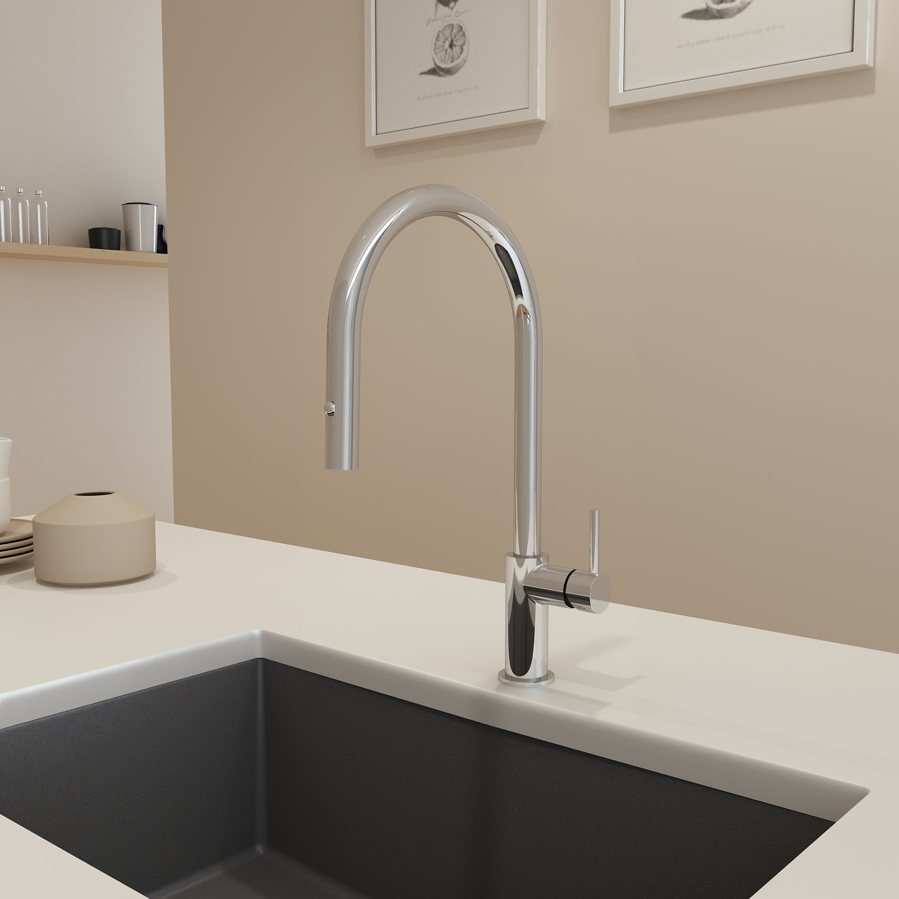BOCCHI Baveno Duo 1.75 GPM 90 Degree Forward Brass Kitchen Faucet, Chrome, 2028 0001 CH