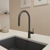 BOCCHI Baveno Duo 1.75 GPM 90 Degree Forward Brass Kitchen Faucet, Gun Metal, 2028 0001 GM