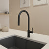 BOCCHI Baveno Duo 1.75 GPM 90 Degree Forward Brass Kitchen Faucet, Matte Black, 2028 0001 MB