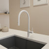 BOCCHI Baveno Duo 1.75 GPM 90 Degree Forward Brass Kitchen Faucet, Matte White, 2028 0001 MW