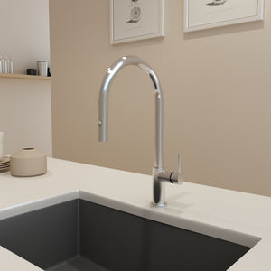 Alternate Image for BOCCHI Baveno Duo 1.75 GPM 90 Degree Forward Brass Kitchen Faucet, Stainless Steel, 2028 0001 SS