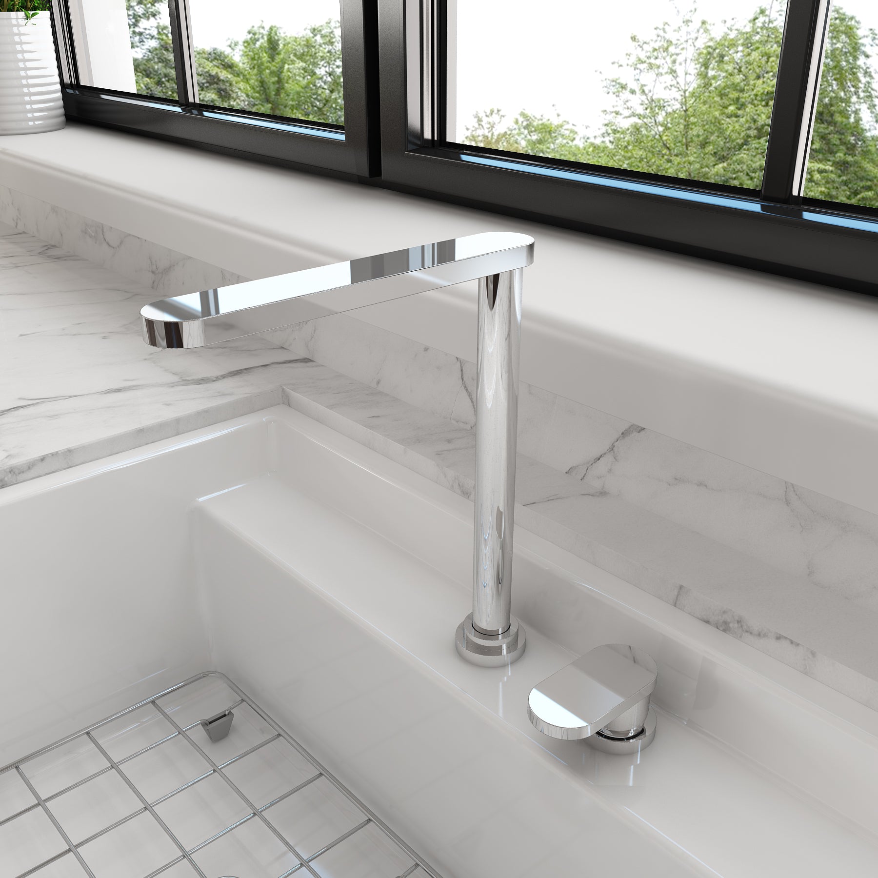 BOCCHI Baveno Move 1.75 GPM Lever Brass Kitchen Faucet, Chrome, 2030 0001 CH