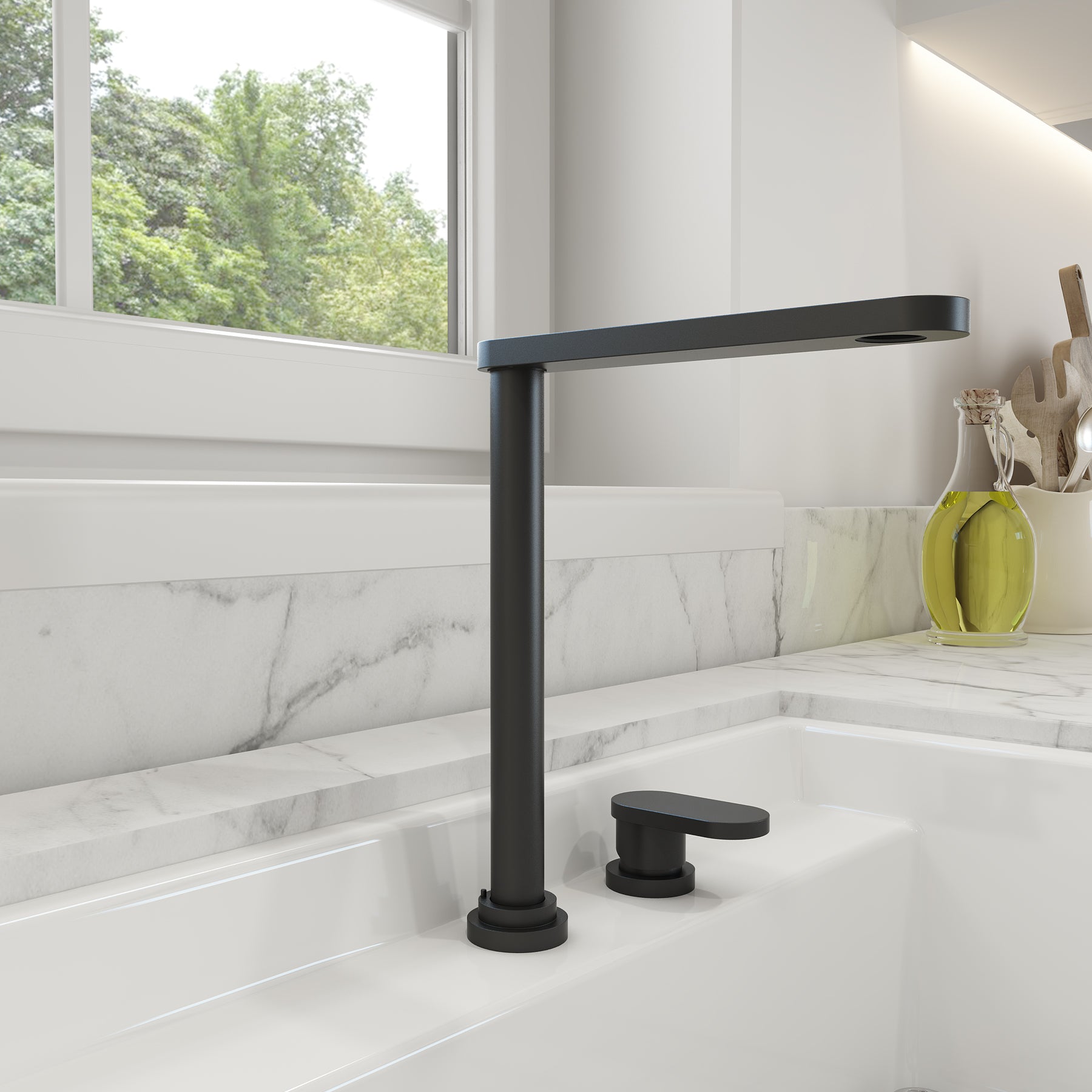 BOCCHI Baveno Move 1.75 GPM Lever Brass Kitchen Faucet, Jet Black, 2030 0001 JB