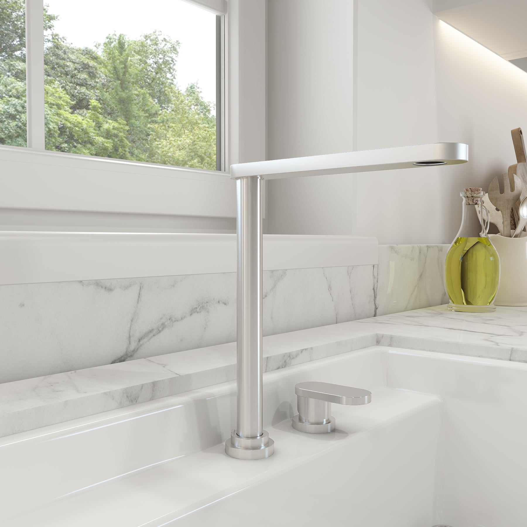 BOCCHI Baveno Move 1.75 GPM Lever Brass Kitchen Faucet, Stainless Steel, 2030 0001 SS
