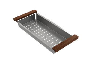 Alternate Image for BOCCHI Deep Stainless Steel Colander w/ Wooden Sapele Mahogany Handles for 1616, 1618 & 1633 sinks, 2310 0007