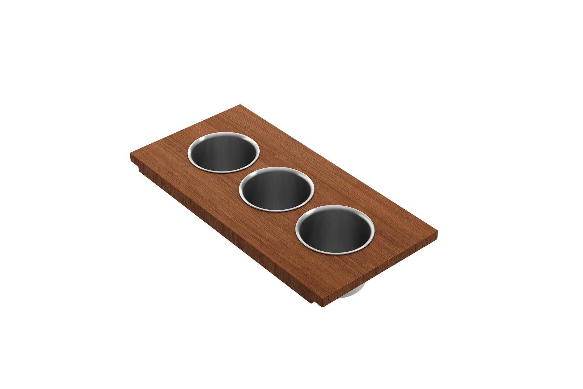BOCCHI Wood Board with 3 Round Stainless Steel Bowls F/1616, 1618, 1633 (inner ledge), 2320 0010